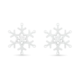 0.04 CT. T.W. Diamond Solitaire Snowflake Stud Earrings in 10K White Gold