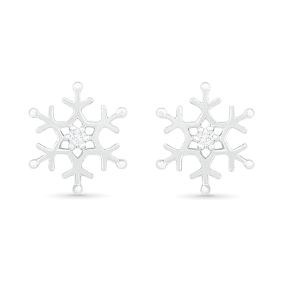 0.04 CT. T.W. Diamond Solitaire Snowflake Stud Earrings in 10K White Gold