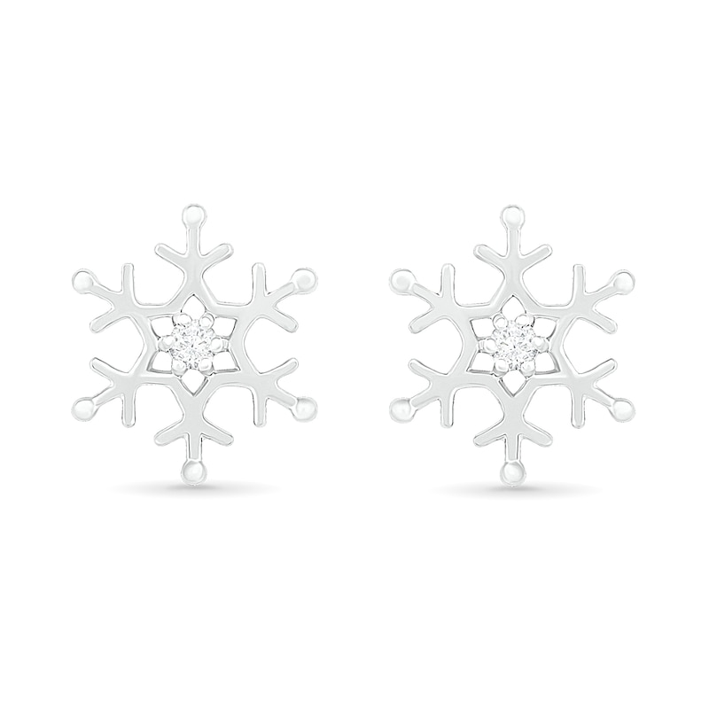 0.04 CT. T.W. Diamond Solitaire Snowflake Stud Earrings in 10K White Gold