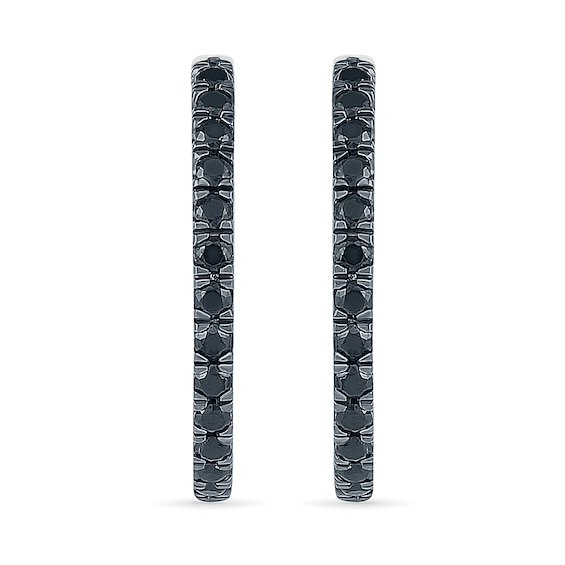 0.45 CT. T.W. Black Enhanced Diamond Hoop Earrings in 10K White Gold