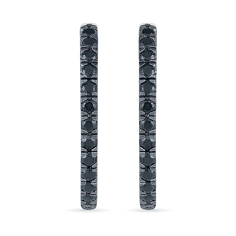 0.45 CT. T.W. Black Enhanced Diamond Hoop Earrings in 10K White Gold