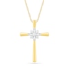 Thumbnail Image 1 of 0.085 CT. T.W. Baguette and Round Diamond Cross Sunburst Pendant in 10K Gold