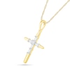 Thumbnail Image 2 of 0.065 CT. T.W. Baguette and Round Diamond Cross Pendant in 10K Gold