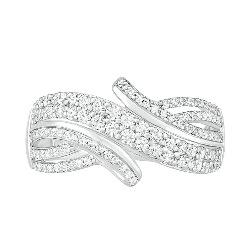 0.58 CT. T.W. Diamond Bypass Multi-Row Ring in 10K White Gold