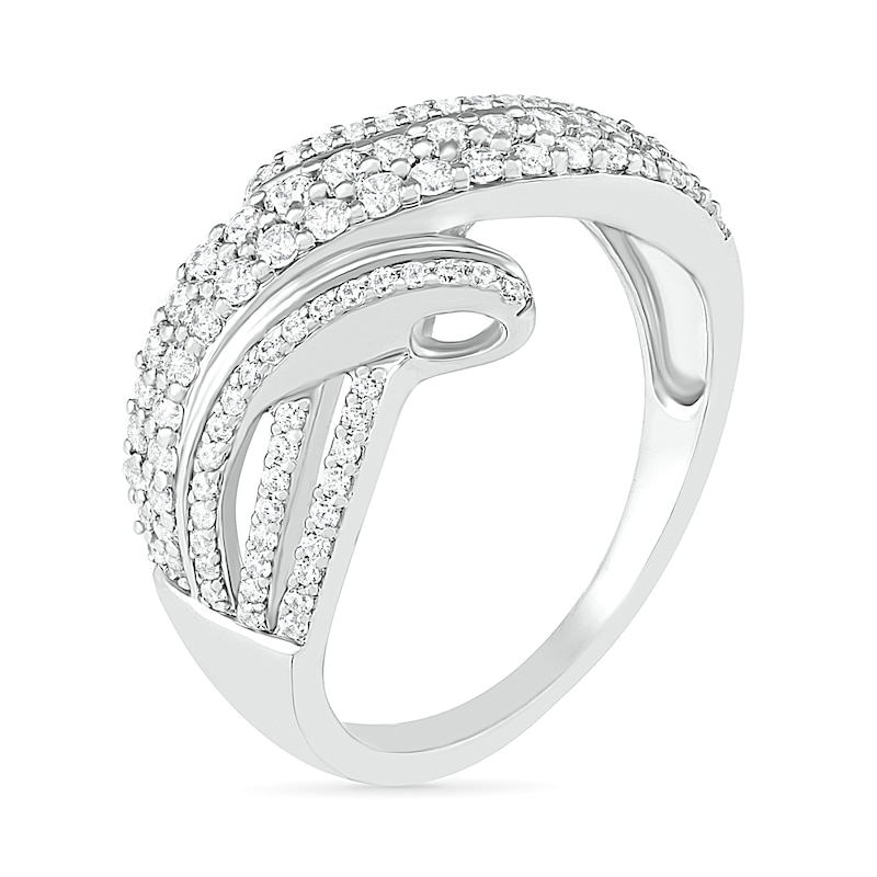 0.58 CT. T.W. Diamond Bypass Multi-Row Ring in 10K White Gold