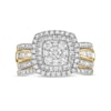 Thumbnail Image 4 of 1.23 CT. T.W. Baguette and Round Multi-Diamond Double Cushion-Shape Frame Bridal Set in 10K Gold