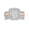 Thumbnail Image 4 of 1.23 CT. T.W. Multi-Diamond Double Cushion-Shape Frame Bridal Set in 10K Rose Gold