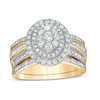 Thumbnail Image 0 of 1.23 CT. T.W. Composite Baguette and Round Diamond Double Oval-Shape Frame Bridal Set in 10K Gold