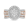 Thumbnail Image 3 of 1.23 CT. T.W. Composite Baguette and Round Diamond Double Oval-Shape Frame Bridal Set in 10K Rose Gold