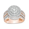 Thumbnail Image 0 of 1.23 CT. T.W. Composite Baguette and Round Diamond Double Frame Bridal Set in 10K Rose Gold