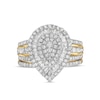 Thumbnail Image 3 of 1.23 CT. T.W. Composite Baguette and Round Diamond Layered Pear-Shape Frame Bridal Set in 10K Gold