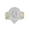Thumbnail Image 4 of 1.23 CT. T.W. Pear-Shaped Multi-Diamond Layered Triple Frame Bridal Set in 10K Gold