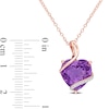 Thumbnail Image 3 of 12.0mm Heart-Shaped Amethyst and 0.05 CT. T.W. Diamond Ribbon Overlay Pendant in Sterling Silver with Rose Rhodium