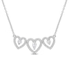 Thumbnail Image 0 of Pear-Shaped and Round White Topaz with 0.19 CT. T.W. Diamond Heart Outline Trio Necklace in Sterling Silver - 17"