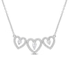 Thumbnail Image 1 of Pear-Shaped and Round White Topaz with 0.19 CT. T.W. Diamond Heart Outline Trio Necklace in Sterling Silver - 17"