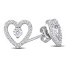 Thumbnail Image 2 of 3.0mm White Topaz and 0.20 CT. T.W. Diamond Heart Outline Stud Earrings in Sterling Silver