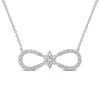 White Lab-Created Sapphire Infinity with Flower Necklace in Sterling Silver - 17"