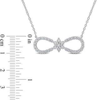 White Lab-Created Sapphire Infinity with Flower Necklace in Sterling Silver - 17"