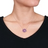 Thumbnail Image 1 of Alternating Heart-Shaped Amethyst Open Flower Necklace in Sterling Silver with Rose Rhodium