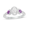 Thumbnail Image 0 of Enchanted Disney Rapunzel 0.69 CT. T.W. Oval Diamond and Rose de France Amethyst Engagement Ring in 14K Two-Tone Gold