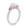 Thumbnail Image 2 of Enchanted Disney Rapunzel 0.69 CT. T.W. Oval Diamond and Rose de France Amethyst Engagement Ring in 14K Two-Tone Gold