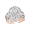 Thumbnail Image 1 of 1.23 CT. T.W. Pear-Shaped Diamond Layered Triple Frame Bridal Set in 10K Rose Gold