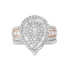 Thumbnail Image 4 of 1.23 CT. T.W. Pear-Shaped Diamond Layered Triple Frame Bridal Set in 10K Rose Gold