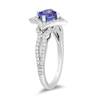 Thumbnail Image 1 of Enchanted Disney Ultimate Princess Tanzanite and 0.29 CT. T.W. Diamond Tilted Frame Engagement Ring in 14K White Gold