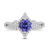 Enchanted Disney Ultimate Princess Tanzanite and 0.29 CT. T.W. Diamond Tilted Frame Engagement Ring in 14K White Gold