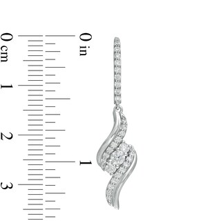 0.69 CT. T.W. Diamond Past Present Future® Bypass Drop Earrings in 10K White Gold