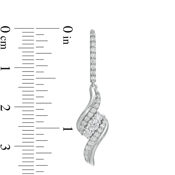 0.69 CT. T.W. Diamond Past Present Future® Bypass Drop Earrings in 10K White Gold
