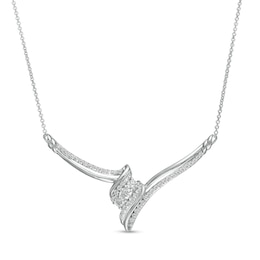 0.69 CT. T.W. Diamond Past Present Future® Bypass Necklace in 10K White Gold