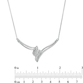 0.69 CT. T.W. Diamond Past Present Future® Bypass Necklace in 10K White Gold