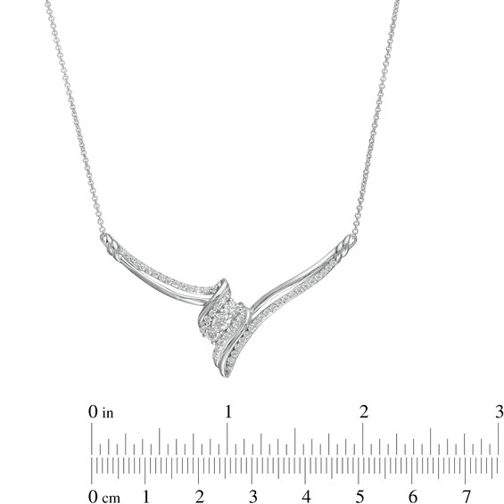 0.69 CT. T.W. Diamond Past Present Future® Bypass Necklace in 10K White Gold