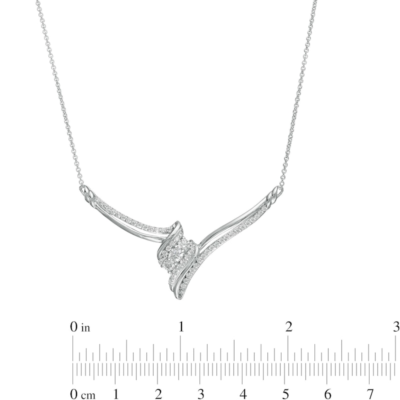 0.69 CT. T.W. Diamond Past Present Future® Bypass Necklace in 10K White Gold