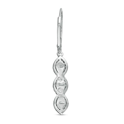 0.95 CT. T.W. Oval Diamond Past Present Future® Twist Frame Drop Earrings in 10K White Gold