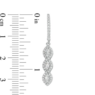 0.95 CT. T.W. Oval Diamond Past Present Future® Twist Frame Drop Earrings in 10K White Gold