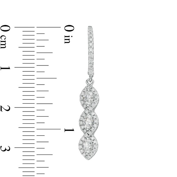0.95 CT. T.W. Oval Diamond Past Present Future® Twist Frame Drop Earrings in 10K White Gold