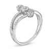 Thumbnail Image 3 of 0.23 CT. T.W. Multi-Diamond Past Present Future® Flower Vertical Ring in Sterling Silver