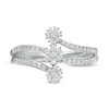 Thumbnail Image 4 of 0.23 CT. T.W. Multi-Diamond Past Present Future® Flower Vertical Ring in Sterling Silver