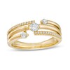 Thumbnail Image 1 of 0.29 CT. T.W. Diamond Past Present Future® Multi-Row Ring in 10K Gold