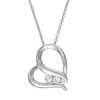 0.23 CT. T.W. Diamond Past Present Future® Tilted Heart Pendant in 10K White Gold