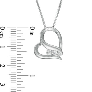 0.23 CT. T.W. Diamond Past Present Future® Tilted Heart Pendant in 10K White Gold