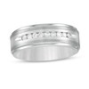 Thumbnail Image 1 of 0.24 CT. T.W. Diamond Multi-Finish Stepped Edge Comfort-Fit Wedding Band in Stainless Steel and Tungsten - Size 10