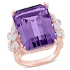 Thumbnail Image 0 of Emerald-Cut Amethyst and 1.75 CT. T.W. Multi-Shape Diamond Floral Side Accent Cocktail Ring in 14K Rose Gold