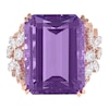 Thumbnail Image 3 of Emerald-Cut Amethyst and 1.75 CT. T.W. Multi-Shape Diamond Floral Side Accent Cocktail Ring in 14K Rose Gold