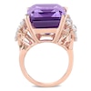 Thumbnail Image 4 of Emerald-Cut Amethyst and 1.75 CT. T.W. Multi-Shape Diamond Floral Side Accent Cocktail Ring in 14K Rose Gold
