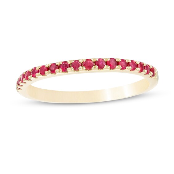 Ruby Petite Stackable Band in 10K Gold - Size 7