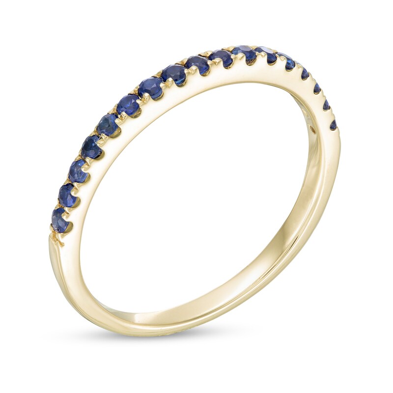 Main Image 3 of Blue Sapphire Petite Stackable Band in 10K Gold - Size 7