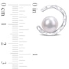 Button Freshwater Cultured Pearl and Lab-Created White Sapphire Abstract Open Circle Drop Earrings in Sterling Silver